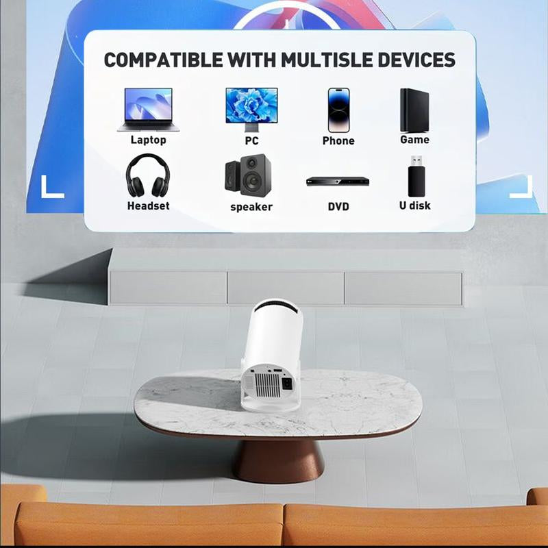 2025 Smart Projector with WIFI 6 and Bluetooth, 4K Support Portable Mini Projector , Adjustable Screen, 180° Rotation, Wireless Technology Hy300 Projector Window - Perfect for Home Dorm Apartment Bedroom Rent Audio